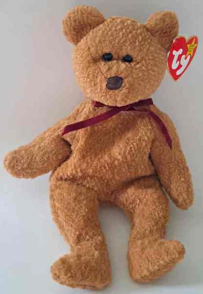 1993 Ty Beanie Baby CURLY THE BEAR - With Original Tags Attached