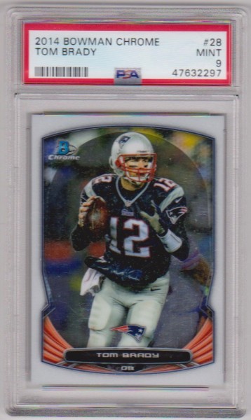 Graded PSA Mint 9 - Tom Brady 2014 Bowman Chrome #28 Card
