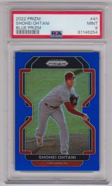 Graded PSA Mint 9 - Shohei Ohtani 2022 Panini Prizm Blue Prizm #41 Parallel Card