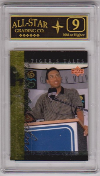 Graded 9 - Tiger Woods 2001 Upper Deck Tiger's Tales #TT12 Insert Card