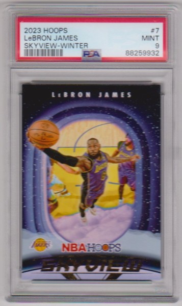Graded PSA Mint 9 - Lebron James 2023-24 Hoops Skyview Winter #7 Card