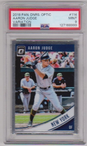 Graded PSA Mint 9 - Aaron Judge 2018 Donruss Optic Variation #114 Card