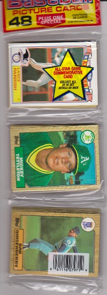 1987 Topps Baseball 49 Card Rack Pack w/ Lance Parrish On Front