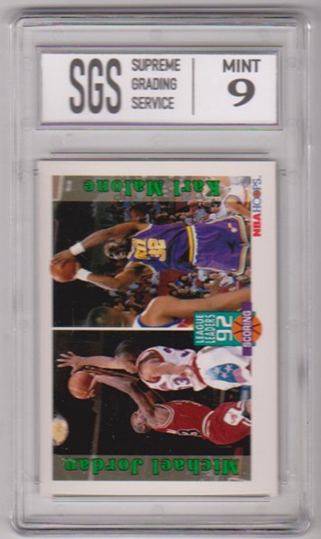 Graded Mint 9 - Michael Jordan/Karl Malone 1992-93 Hoops #320 Card