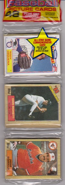 1987 Topps Baseball 49 Card Rack Pack w/ Teddy Higuera On Front
