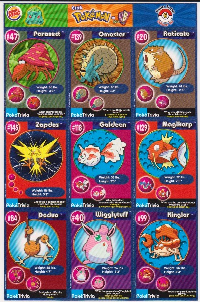 1999 Pokemon Master Trainer Collector Set 9 Card Uncut Sheet #6