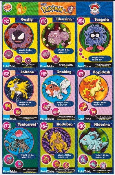 1999 Pokemon Master Trainer Collector Set Uncut 9 Card Uncut #11 Sheet