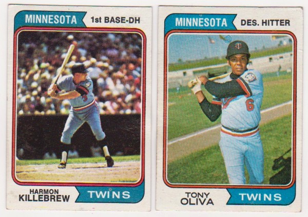 1974 Topps Harmon Killebrew #400 + Tony Oliva #190 Card Pair - HOF'ers
