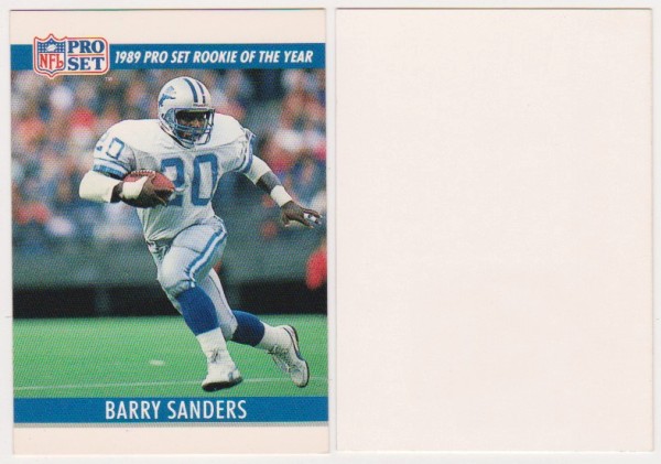 Barry Sanders 1990 Pro Set White Border Double Front Error + Blank Front Error Card Pair
