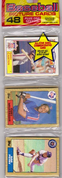 1987 Topps Baseball 49 Card Rack Pack w/ Gary Carter On Front