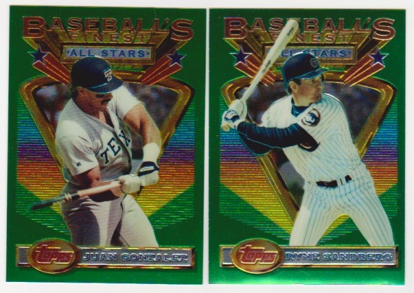 1993 Topps Finest Ryne Sandberg #105 + Juan Gonzalez #116 Card Pair