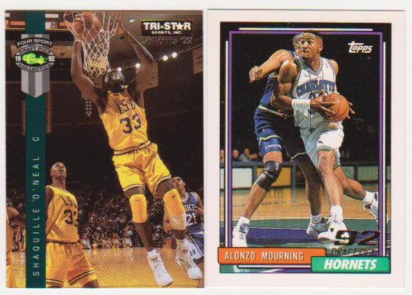 Rookies - Shaquille O'Neal 1992 Classic 4-Sport Tri-Star St. Louis Promo + Alonzo Mourning 1992-93 Topps #393 Cards