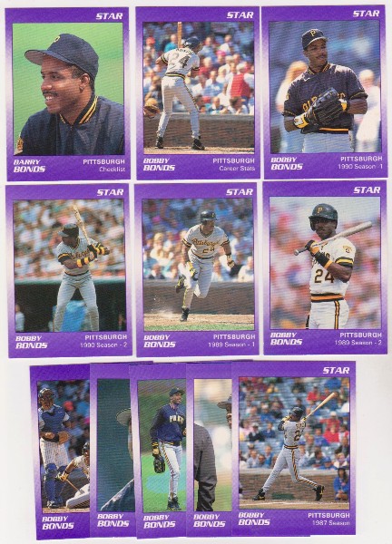 Wrong Name Error Set - BARRY BONDS 1990 Star Purple 11 card ERROR Set