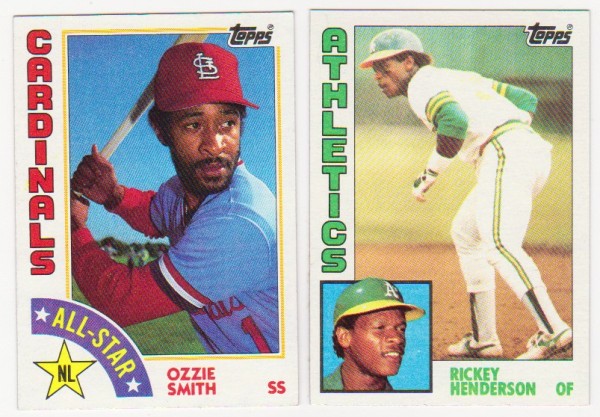 1984 Topps Rickey Henderson #230 + Ozzie Smith #389 Card Pair