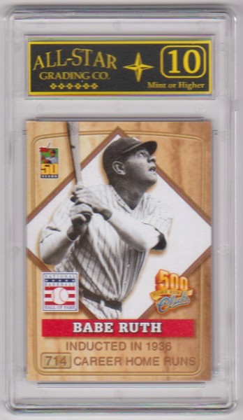 Graded 10 - Babe Ruth 2001 Topps Post 500 Home Run Club #1 Card