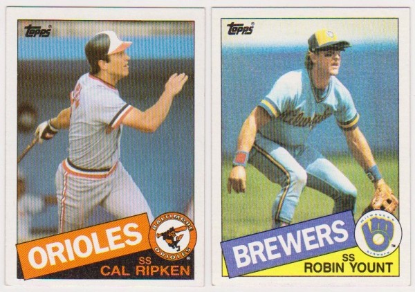 1985 Topps Cal Ripken, Jr. #30 + Robin Yount #340 Card Pair