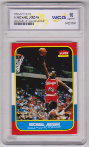 Graded Gem Mint 10 - Michael Jordan 1996-97 Fleer Decade Of Excellence #4 Insert Card