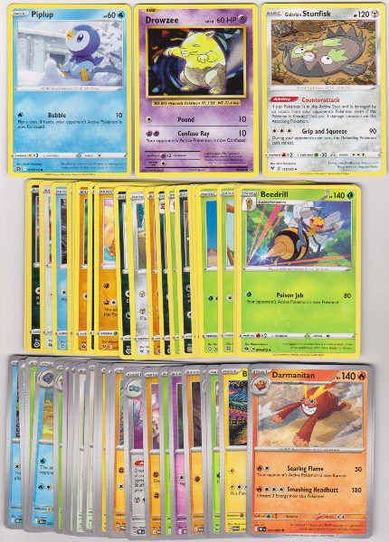 50 Different Pokemon Trading Cards w/ Piplup + More