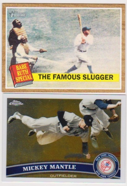 Babe Ruth + Mickey Mantle Baseball Card Pair