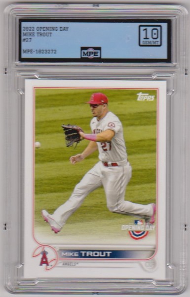 Graded MPE Gem Mint 10 - Mike Trout 2022 Topps Opening Day #27 Card