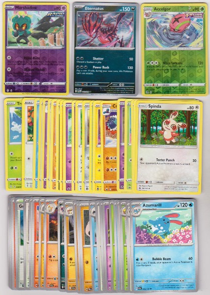 50 Different Pokemon Trading Cards w/ 3 REVERSE HOLOS + More