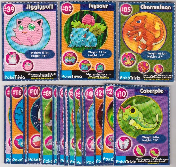 20 Different 1999 Pokemon Master Trainer Cards From Burger King Set w/ Jigglypuff + More