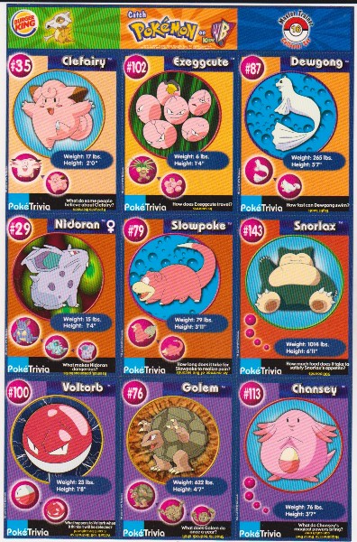 1999 Pokemon Master Trainer Collector Set Uncut 9 Card Sheet #16