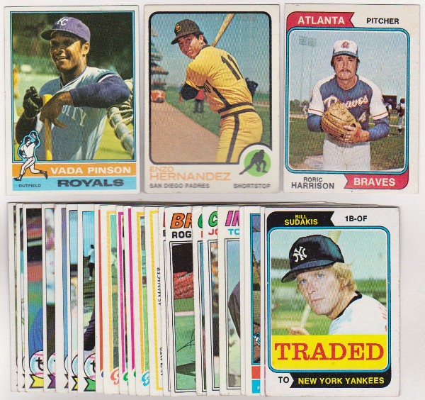 25 Different 1970's Topps Baseball Cards (1973-1979) w/ Vada Pinson + More