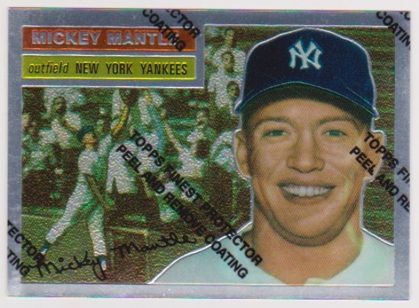 Mickey Mantle 1956 Topps #135 Commemorative Card - 1996 Topps Finest #6 of 19 Insert Card