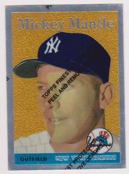 Mickey Mantle 1958 Topps Finest #150 Commemorative Card - 1996 Topps #8 of 19 Insert Card