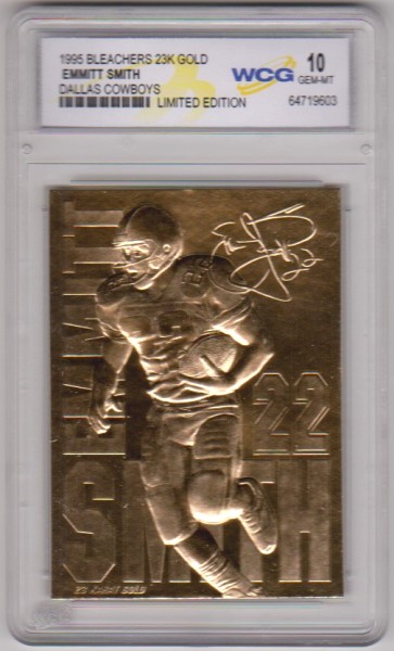 Graded Gem Mint 10 - Emmitt Smith 1995 Bleachers 23 Kt Gold Card
