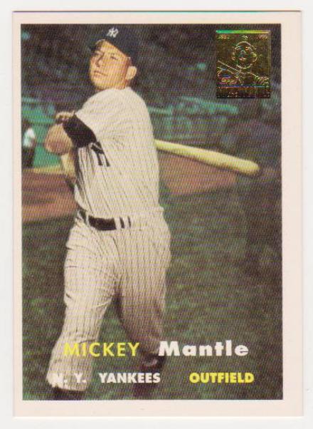 Mickey Mantle 1957 Topps #95 Commemorative Card - 1996 Topps #7 of 19 Insert Card