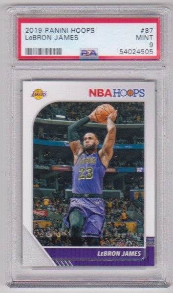 Graded PSA Mint 9 - Lebron James 2019-20 Hoops #87 Card