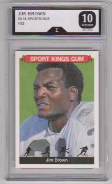 Graded Sigma Gem Mint 10 - Jim Brown 2018 Sage Sport Kings Gum #32 Card