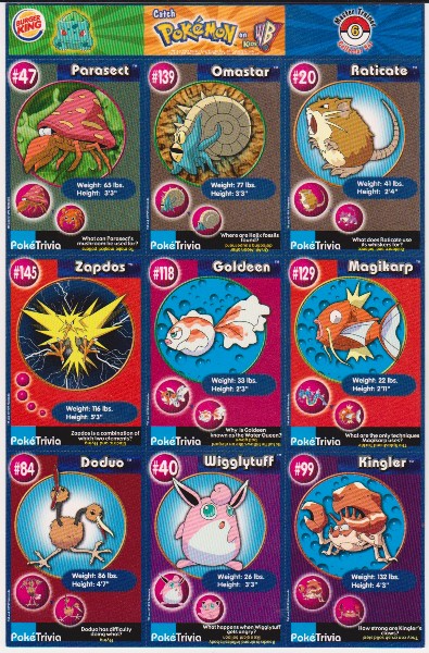 1999 Pokemon Master Trainer Collector Set 9 Card Uncut Sheet #6