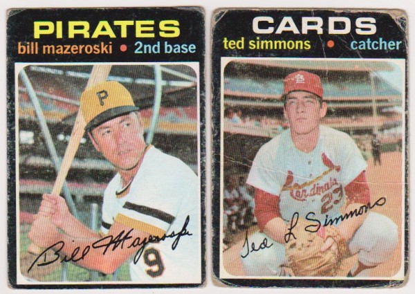 1971 Topps Bill Mazeroski #110 + Ted Simmons #117 Card Pair - HOF'ers