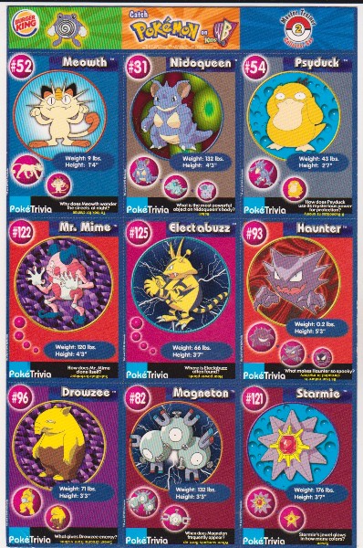 1999 Pokemon Master Trainer Collector Set 9 Card Uncut Sheet #2