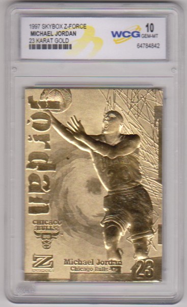 Graded Gem Mint 10 - Michael Jordan 1997 Skybox Z-Force 23 Kt Gold Card