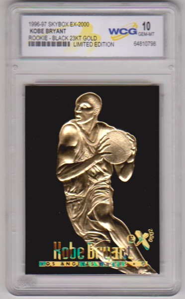 Rookie Graded Gem Mint 10 - Kobe Bryant 1996-97 Skybox EX-2000 Black 23 Kt Gold Card