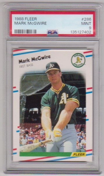 Graded PSA Mint 9 - Mark McGwire 1988 Fleer #286 Card