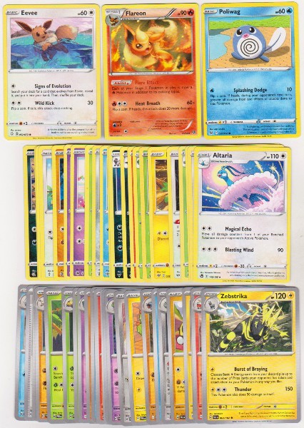 50 Different Pokemon Trading Cards w/ Eevee + More