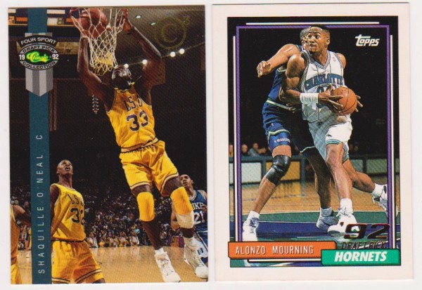 Rookies - Shaquille O'Neal 1992 Classic 4-Sport C3 #PR1 Promo + Alonzo Mourning 1992-93 Topps #393 Cards