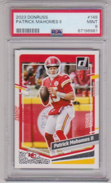 Graded PSA Mint 9 - Patrick Mahomes 2023 Donruss #149 Card