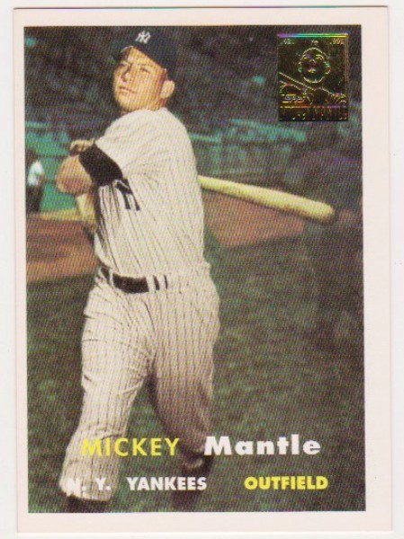 Mickey Mantle 1957 Topps #95 Commemorative Card - 1996 Topps #7 of 19 Insert Card
