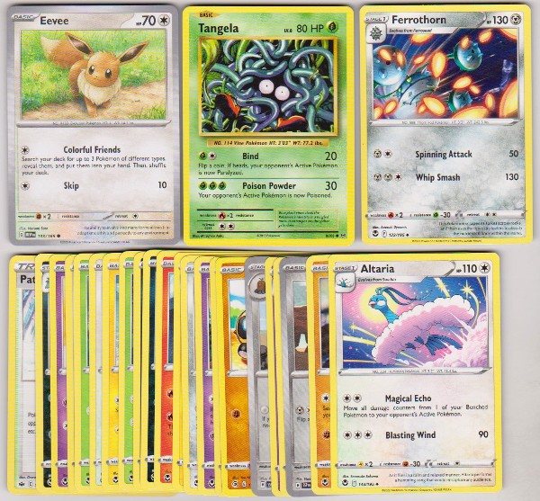 25 Different Pokemon Trading Cards w/ Eevee + More