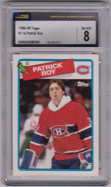 Graded CSG NM/MINT 8 - Patrick Roy 1988-89 Topps #116 Card