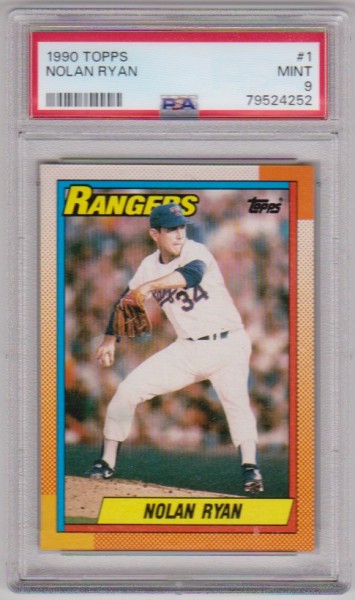 Graded PSA Mint 9 - Nolan Ryan 1990 Topps #1 Card