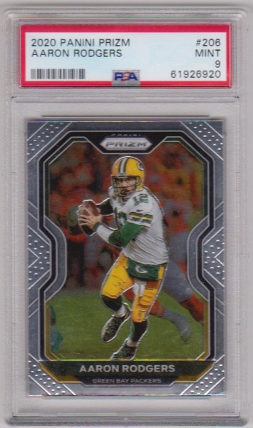 Graded PSA Mint 9 - Aaron Rodgers 2020 Panini Prizm #206 Card