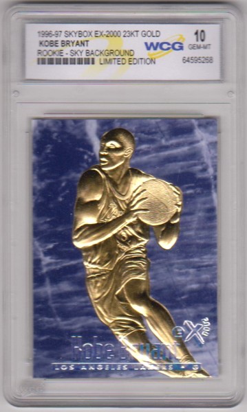 Rookie Graded Gem Mint 10 - Kobe Bryant 1996-97 Skybox EX-2000 Sky Background 23 Kt Gold Card