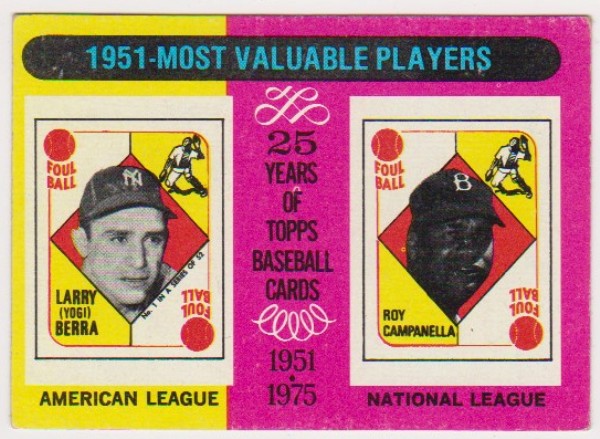 1975 Topps Yogi Berra/Roy Campanella #189 - HOF'ers